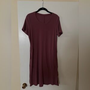 Woolx Harlowe short sleeve ribbed dress size medium in powdered rose